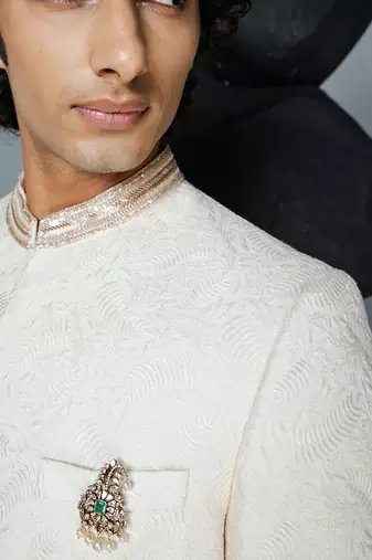 Ivory mirza sherwani set