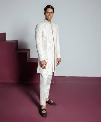 Off white khwaab open sherwani set 1
