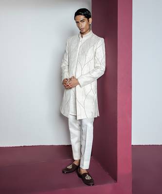 Off white khwaab open sherwani set 2