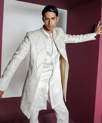 Off white khwaab open sherwani set 4