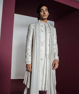 Off white gul sherwani set 2