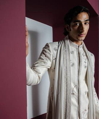 Off white gul sherwani set 3