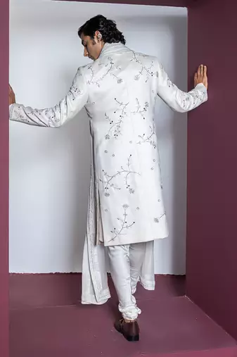 Off white gul sherwani set