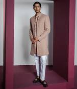 Rose brown opulent open sherwani set