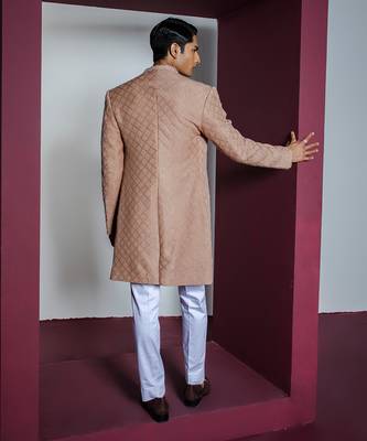 Rose brown opulent open sherwani set 5