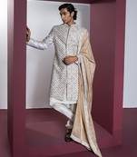 Off white dazzle sherwani set