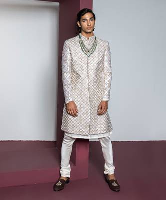 Off white dazzle sherwani set 2