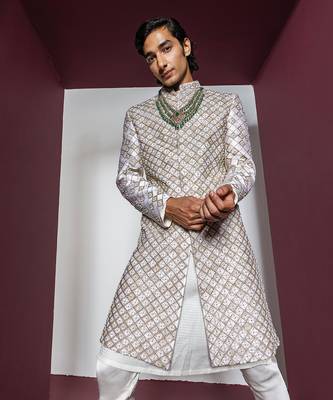 Off white dazzle sherwani set 3