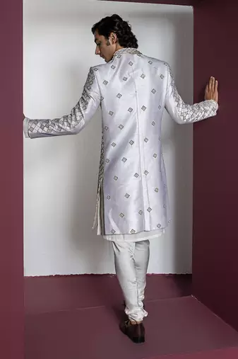 Off white dazzle sherwani set