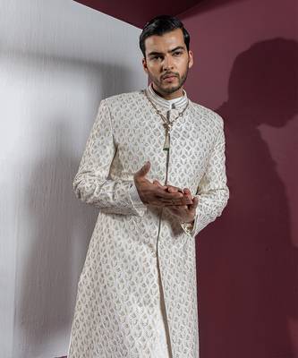 Ivory classic white sherwani set 1