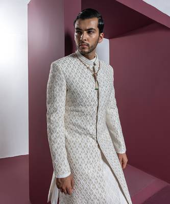Ivory classic white sherwani set 2