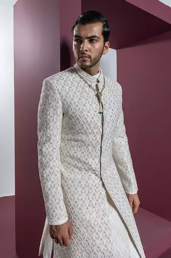Ivory classic white sherwani set