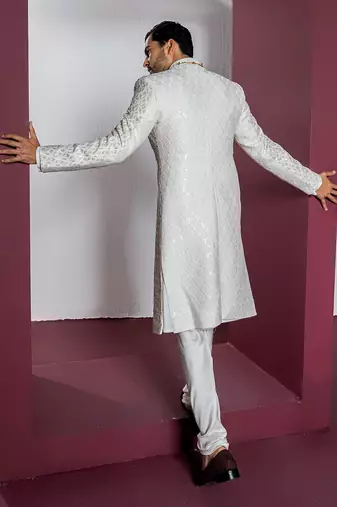 Ivory classic white sherwani set