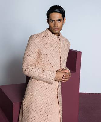 Rose pink nargis sherwani set 2