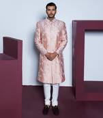 Peach rose garden sherwani set