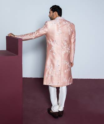 Peach rose garden sherwani set 4