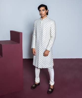 Ivory rose quartz sherwani set 1