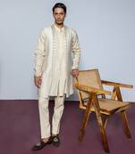 Beige dori saga kurta shrug set