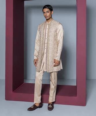 Rose pink afra kurta shrug set 1