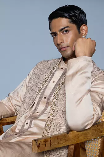 Rose pink afra kurta shrug set