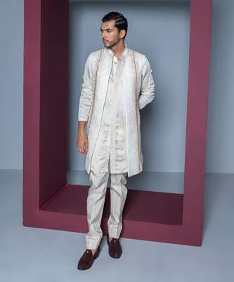 Ivory crystal kurta shrug set 1