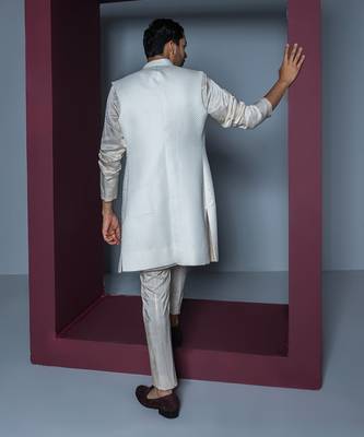 Ivory crystal kurta shrug set 4