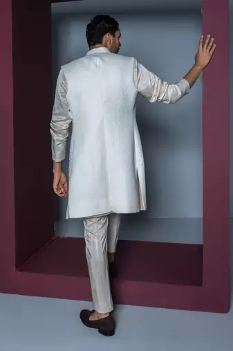 Ivory crystal kurta shrug set