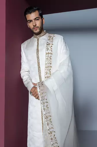 Off white misba sherwani set