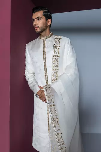 Off white misba sherwani set