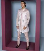 Blush pink gul handpaint kurta shrug set