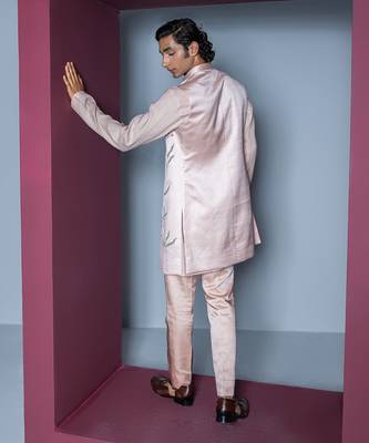 Blush pink gul handpaint kurta shrug set 3