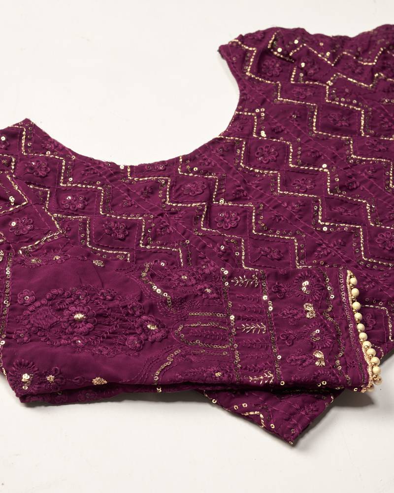 Trendmalls Purple Georgette heavy Sequence Embroidered, Party Wear Semi-stitched Latest Lehenga Choli With Dupatta