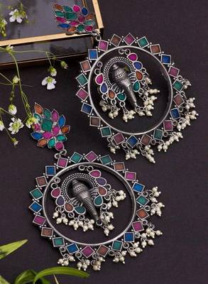 Enamel Ganesha Chandbali Earrings 3