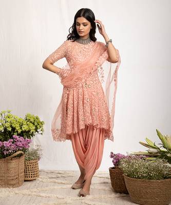 Baby Pink Embroidered Dhoti Set 1