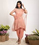 Baby Pink Embroidered Dhoti Set