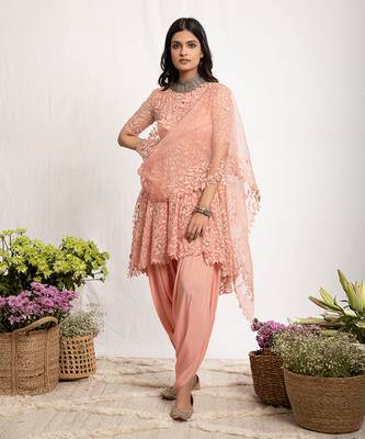 Baby Pink Embroidered Dhoti Set 2