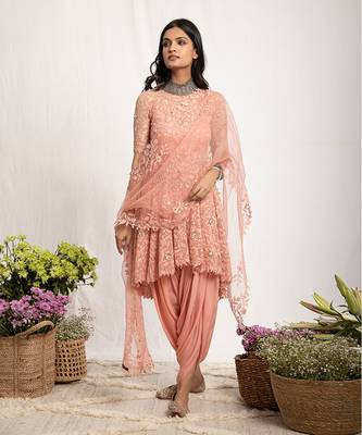 Baby Pink Embroidered Dhoti Set 3