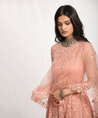 Baby Pink Embroidered Dhoti Set 5