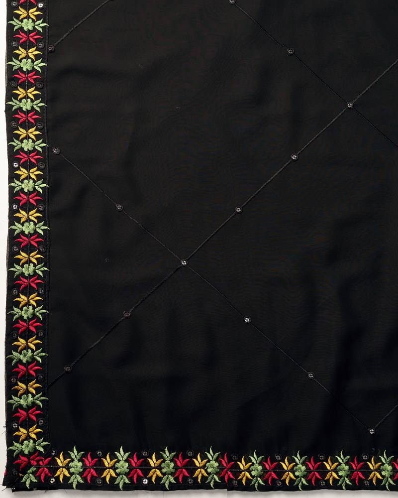 Trendmalls Black Fox Georgette Embroidery Work Wedding, Party Wear Semi-stitched Latest Lehenga Choli With Dupatta