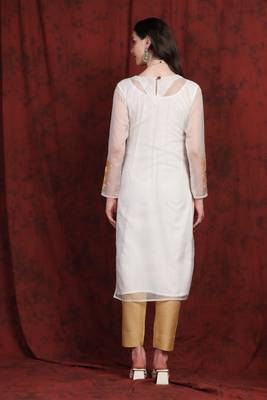 SHADES Organza brown chikankari kurti 4
