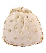 Cearm Art Silk Pearl Work Potli Bag