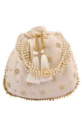 Cearm Art Silk Pearl Work Potli Bag 2