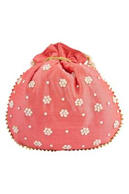 Gajari Art Silk Pearl Work Potli Bag 2