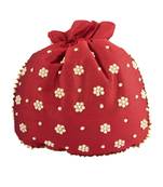 Maroon Art Silk Pearl Work Potli Bag