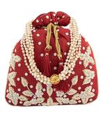 Maroon Art Silk Handwork Potli Bag