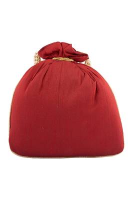 Maroon Art Silk Handwork Potli Bag 2