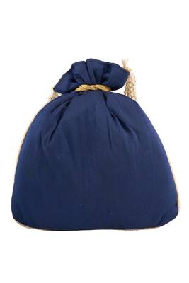 Navy Blue Art Silk Handwork Potli Bag 2