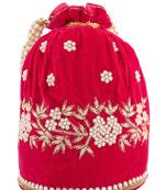 Pink Velvet Handwork Potli Bag