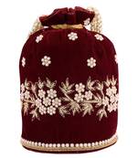 Maroon Velvet Handwork Potli Bag