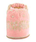 Peach Velvet Handwork Potli Bag